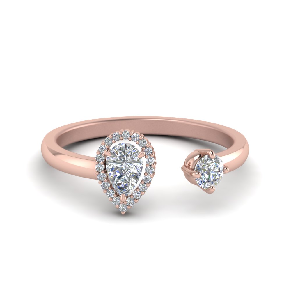 open halo pear diamond engagement ring in 14K rose gold FD8850PER NL RG 